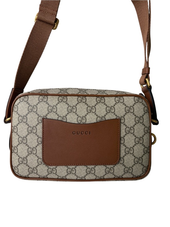 Gucci Handbags - Gucci Beige GG Supreme Canvas Bag Brown Leather Trim